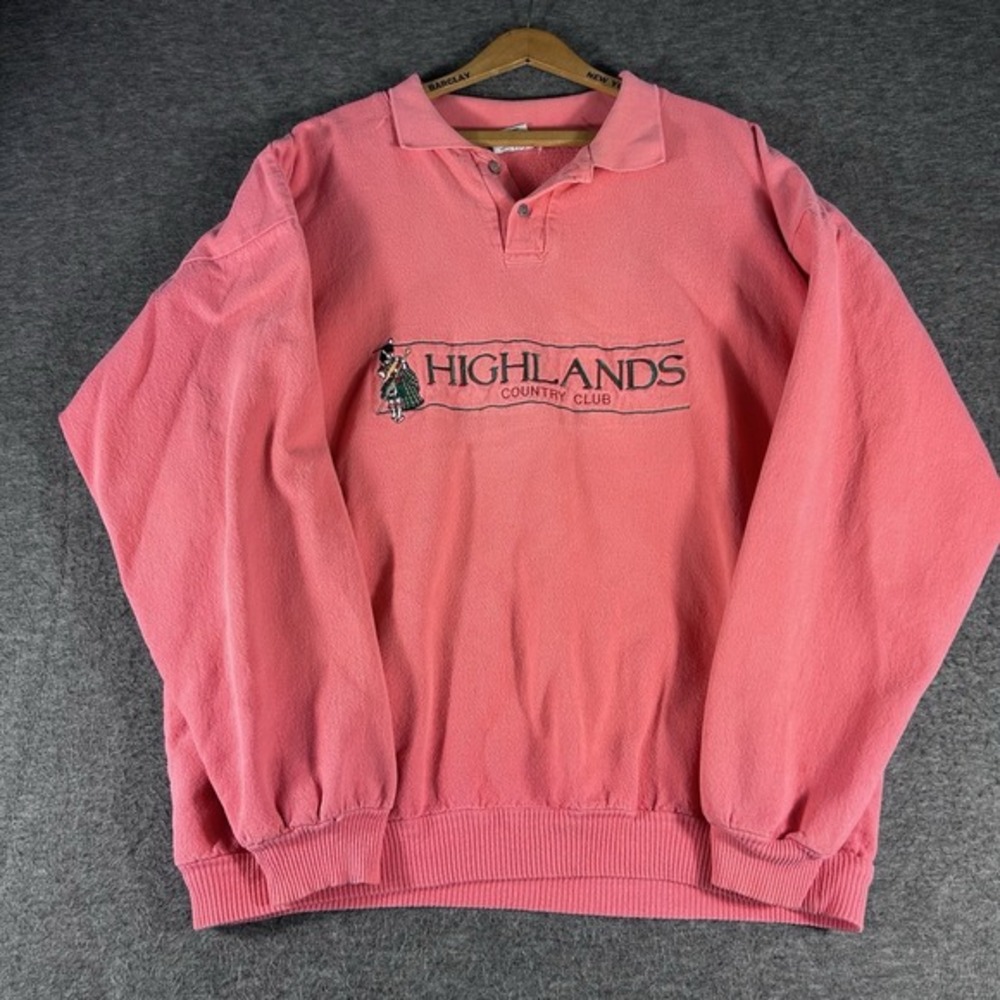 Vintage WEK Sweatshirt Polo Henley Size 3 XL/2X? Highlands Country Club NC‎